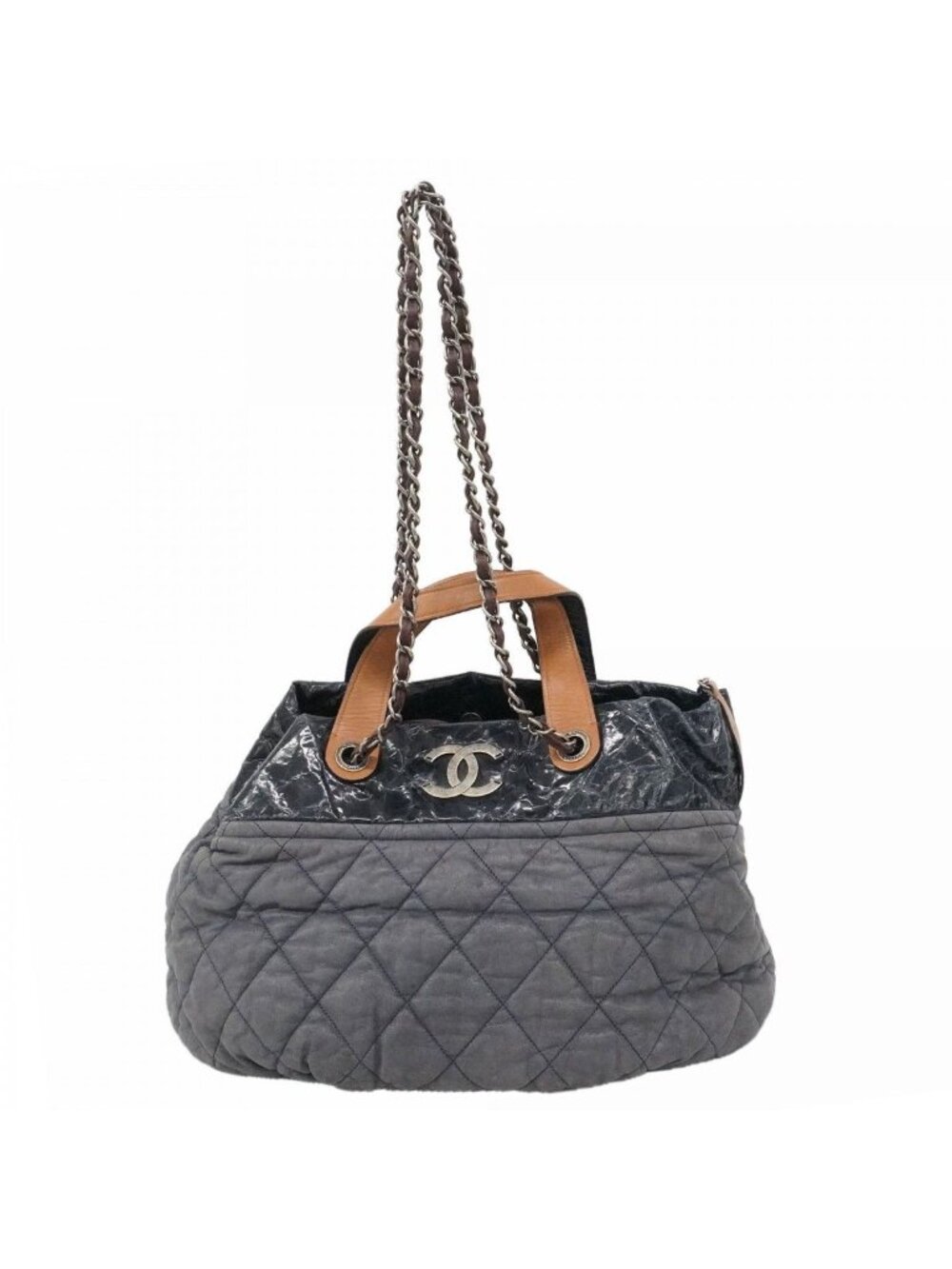 Chanel Tote Quilted in the Mix Leather Gray Silver 2-Way
